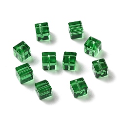 Verde Imitación de vidrio cuentas de cristal austriaco, facetados, suqare, verde, 5.5x5.5x5.5 mm, agujero: 1 mm
