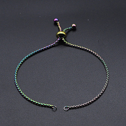 Rainbow Color Регулируемое ионное покрытие (ip) 201 изготовление браслетов из нержавеющей стали, изготовление браслетов для коробок, Радуга цветов, длина одной цепи: около 11.5 см