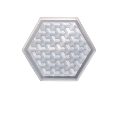 White Hexagon Shape Cup Mat Food Grade Silicone Molds, Resin Casting Coaster Molds, for UV Resin, Epoxy Resin Craft Making, White, 105x122x15mm