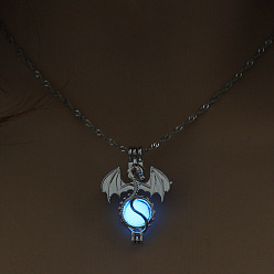 Синий Подвески из светящегося сплава, Ожерелье, Хэллоуин, дракон/череп/лошадь/пистолет, синие, 17.72 дюйм (45 см)