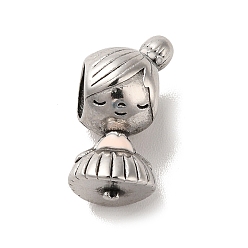 Antique Silver 304 Stainless Steel Enamel European Beads, Large Hole Beads, Girl, Antique Silver, 15x7.5x8mm, Hole: 4.5mm