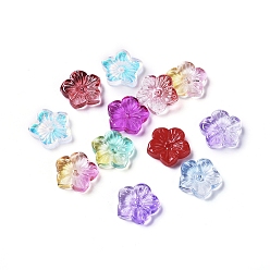 Color mezclado Perlas de vidrio opacos, flor, color mezclado, 12x13x3 mm, agujero: 1.2 mm