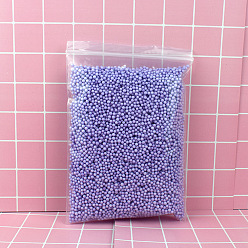 Lilas Petites boules de mousse artisanales, ronde, pour la fabrication d'artisanat de vacances de mariage bricolage, remplisseur de boîte cadeau, lilas, 2~4mm, 7~10 g / sac