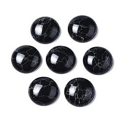 Черный Синтетических бирюзовый кабошон, окрашенные, полукруглые / купольные, чёрные, 14x7 мм