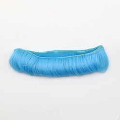 Bleu Ciel Clair Cheveux de perruque de poupée de coiffure frange courte fibre haute température, pour bricolage fille bjd making accessoires, lumière bleu ciel, 1.97 pouce (5 cm)