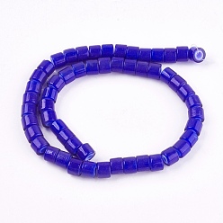 Bleu Foncé Perles lampwork, perles au chalumeau, faits à la main, colonne, bleu foncé, 8x6mm, Trou: 3mm