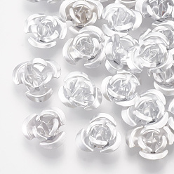 Humo Blanco Bolas de aluminio, 3-pétalo de flor, whitesmoke, 11~12x5.5 mm, agujero: 1 mm, sobre 950 unidades / bolsa