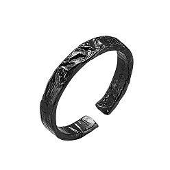 Черный Цвет Металла Текстурированная шегрейс 925 кольца-манжеты из стерлингового серебра, открытые кольца, чеканный, металлический черный , размер США 5, внутренний диаметр: 16 мм