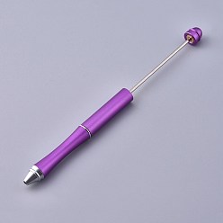Pourpre Stylos en plastique perlables, stylo à bille à encre noire, pour la décoration de stylo bricolage, pourpre, 157x10mm, le pôle central : 2 mm