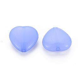 Bleu Ardoise Moyen Perles acryliques transparentes, teint, cœur, bleu ardoise moyen, 13.5x14x6mm, Trou: 1.5mm, environ775 pcs / 500 g