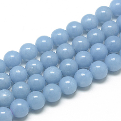 Angelite Natural Angelite Beads Strands, Anhydrite Beads, Round, 8mm, Hole: 1mm, about 50pcs/strand, 15.7 inch(39.8cm)