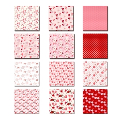 Heart 24 Sheets 12 Styles Valentine's Day Scrapbook Paper Pads, for DIY Album Scrapbook, Greeting Card, Background Paper, Diary Decorative, Heart Pattern, 150x150mm, 2 sheets/style