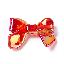 Red Transparent Acrylic Beads, AB Color, Bowknot, Red, 23x33.5x7.5mm, Hole: 1.7mm