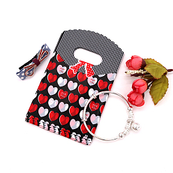 Heart 50Pcs Rectangle Plastic Gift Bag, Candy Shopping Packaging Bags, Heart, 15x9cm, about 45~50pcs/bag