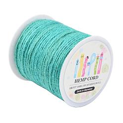 Turquoise Colored Jute Cord, Jute String, Jute Twine, for Jewelry Making, Turquoise, 2mm, 109.36yards/roll(100m/roll)