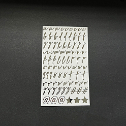 Platinum Alphabet Letter A~Z & Star Metal Stickers, Platinum, 15mm, Letter: 0.3~0.9mm
