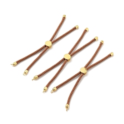Camel Half Finished Twisted Milan Rope Slider Bracelets, with Rack Plating Brass Cord Ends & Open Loop, Cadmium Free & Lead Free, for Connector Charm Bracelet Making, Golden, Camel, 222~230x3mm