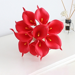 Roja Flor artificial de imitación de cuero de cala, Flor artificial para decoración interior y exterior., rojo, 350x90x70 mm