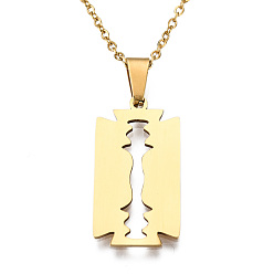 Golden 201 Stainless Steel Pendants Necklaces, with Cable Chains and Lobster Claw Clasps, Blade, Golden, 17.71 inch(45cm), 1.5mm