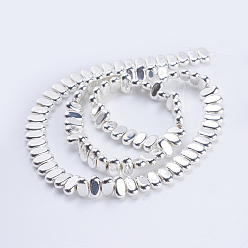 Silver Plated Electroplate Non-magnetic Synthetic Hematite Beads Strands, Rectangle, Silver Plated, 8x4x2mm, Hole: 1mm, about 98~102pcs/strand, 15.5 inch(39.5cm)