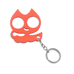 Tomate Porte-clés de défense en forme de tête de chat en alliage, Porte-clés à breloque brise-vitre avec accessoires en fer, tomate, 60x53mm
