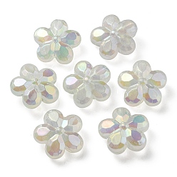Aqua Placage uv perles acryliques transparentes lumineuses, brillent dans le noir, fleur, Aqua, 26x27.5x12.5mm, Trou: 4.5mm
