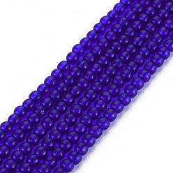 Slate Blue Glass Beads Strands, Round, Slate Blue, 2mm, Hole: 0.6mm, about 185~206pcs/strand, 14.37~14.76 inch(36.5~37.5cm)