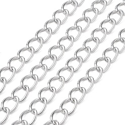 Plata Aluminio retorcido cadenas, sin soldar, el color plateado de plata, 18x13x2.5 mm
