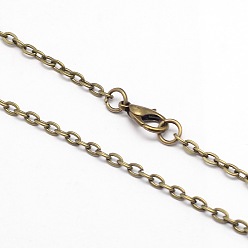 Bronce Antiguo Collar de cadena de cable de hierro vintage para diseño de relojes de bolsillo., con broches de langosta, Bronce antiguo, 31.5 pulgada, 3 mm