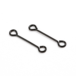 Electrophoresis Black 304 Stainless Steel Eye Pins, Double Sided Eye Pins, Electrophoresis Black, 16x0.6mm, Hole: 1mm