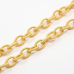 Gold Handmade Nylon Cable Chains Loop, Oval, Gold, 8~9x11~13x2mm, about 85cm/strand, 33.5 inch