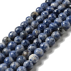 Punto Piedra Azul Hebras de cuentas de jaspe de punto azul natural, esmerilado, rondo, 10 mm, agujero: 1.2~1.4 mm, sobre 37~38 unidades / cadena, 14.25''~14.76'' (36.2~37.5 cm)