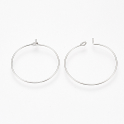 Stainless Steel Color 304 Stainless Steel Hoop Earring Findings, Wine Glass Charm Findings, Ring, Stainless Steel Color, 22 Gauge, 24~25x0.6mm, pin: 0.6mm
