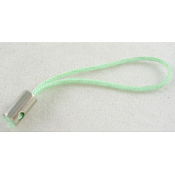 Light Green Mobile Phone Strap, Colorful DIY Cell Phone Straps, Nylon Cord Loop with Alloy Ends, Light Green, 50~60mm