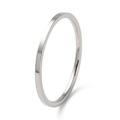 Color de Acero Inoxidable 304 anillo de dedo de banda lisa simple de acero inoxidable para mujeres y hombres, color acero inoxidable, tamaño de 7, diámetro interior: 17.4 mm, 1 mm