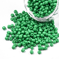Зеленый 8/0 выпечка, круглое отверстие, круглые, зелёные, 3~3.5x2 мм, отверстие : 1~1.2 мм, Около 10000 шт / фунт