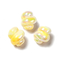 Yellow UV Plating Rainbow Iridescent Acrylic Beads, Spiral Shape, Yellow, 14x11.5~12mm, Hole: 1.6mm