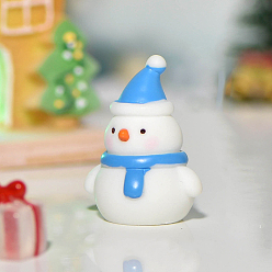 Deep Sky Blue Christmas Themed Resin Snowman Figurine, Micro Landscapes Ornament Accessories, Deep Sky Blue, 36x29mm