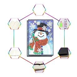 Снеговик Diy рождественская тема алмазная живопись наборы для ноутбуков, включая книгу из искусственной кожи, смола стразы, ручка, поднос тарелка и клей глина, снеговик, 210x150 мм