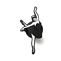Human Broche en émail sur le thème de la danse créative, Broche en alliage noir d'électrophorèse pour vêtements de sac à dos, blanc, modèle de danseur, 30x13x1.2mm