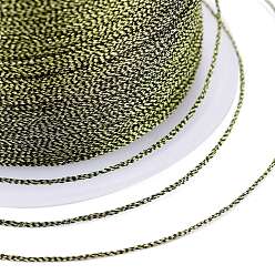 Vert Olive Foncé Fil métallique tressé en polyester, pour la fabrication de bracelets tressés et la broderie, vert olive foncé, 0.4mm, 6, environ 54.68 yards (50m)/rouleau