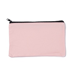 Pink Rectangle Canvas Jewelry Storage Bag, with Black Zipper, Cosmetic Bag, Multipurpose Travel Toiletry Pouch, Pink, 20x13x0.3cm