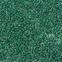 (RRHB169) Sparkling Forest Green Lined Crystal AB MIYUKI Round Rocailles Beads, Japanese Seed Beads, (RRHB169) Sparkling Forest Green Lined Crystal AB, 8/0, 3mm, Hole: 1mm, about 2111~2277pcs/50g
