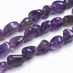 Amethyst Natural Amethyst Beads Strands, Tumbled Stone, Nuggets, 9~11x8~9x5~10mm, Hole: 0.8mm, about 45pcs/strand, 15.75 inch(40cm)