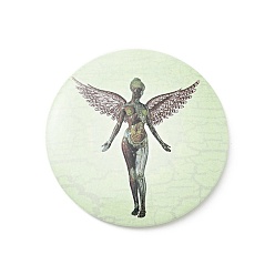 Angel & Fairy Flat Round Tinplate Safety Brooch Pin, Creative Badge for Backpack Clothes, Human Pattern, 5.5x44x0.5mm