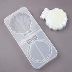 Shell Shape Moules en silicone porte-miroir bricolage, moules de résine, forme coquille, 138x71x15mm
