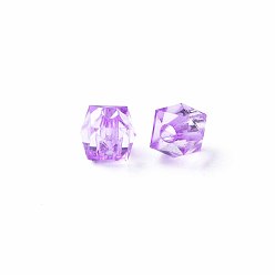 Violet Bleu Perles acryliques transparentes, facette, carrée, bleu violet, 5.5x5.5x5.5mm, Trou: 1.8mm, environ4485 pcs / 500 g
