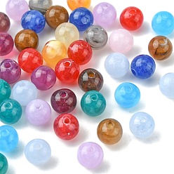 Color mezclado Piedras preciosas perlas de imitación de acrílico redonda, color mezclado, 8 mm, Agujero: 2 mm, sobre 1700 unidades / 500 g