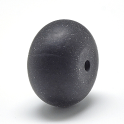 Noir Perles de silicone écologiques de qualité alimentaire, perles à mâcher pour les jouets de dentition, Diy soins infirmiers colliers faisant, rondelle, noir, 14x8mm, Trou: 3mm