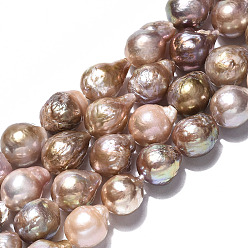 Colorful Natural Baroque Pearl Keshi Pearl Beads Strands, Cultured Freshwater Pearl, Oval, Colorful, 12~16x9.5~12mm, Hole: 0.8mm, about 28~30pcs/strand, 14.88 inch~15.47 inch(37.8cm~39.3cm)